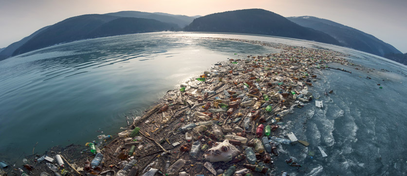 inquinamento di plastica e microplastiche nell'acqua