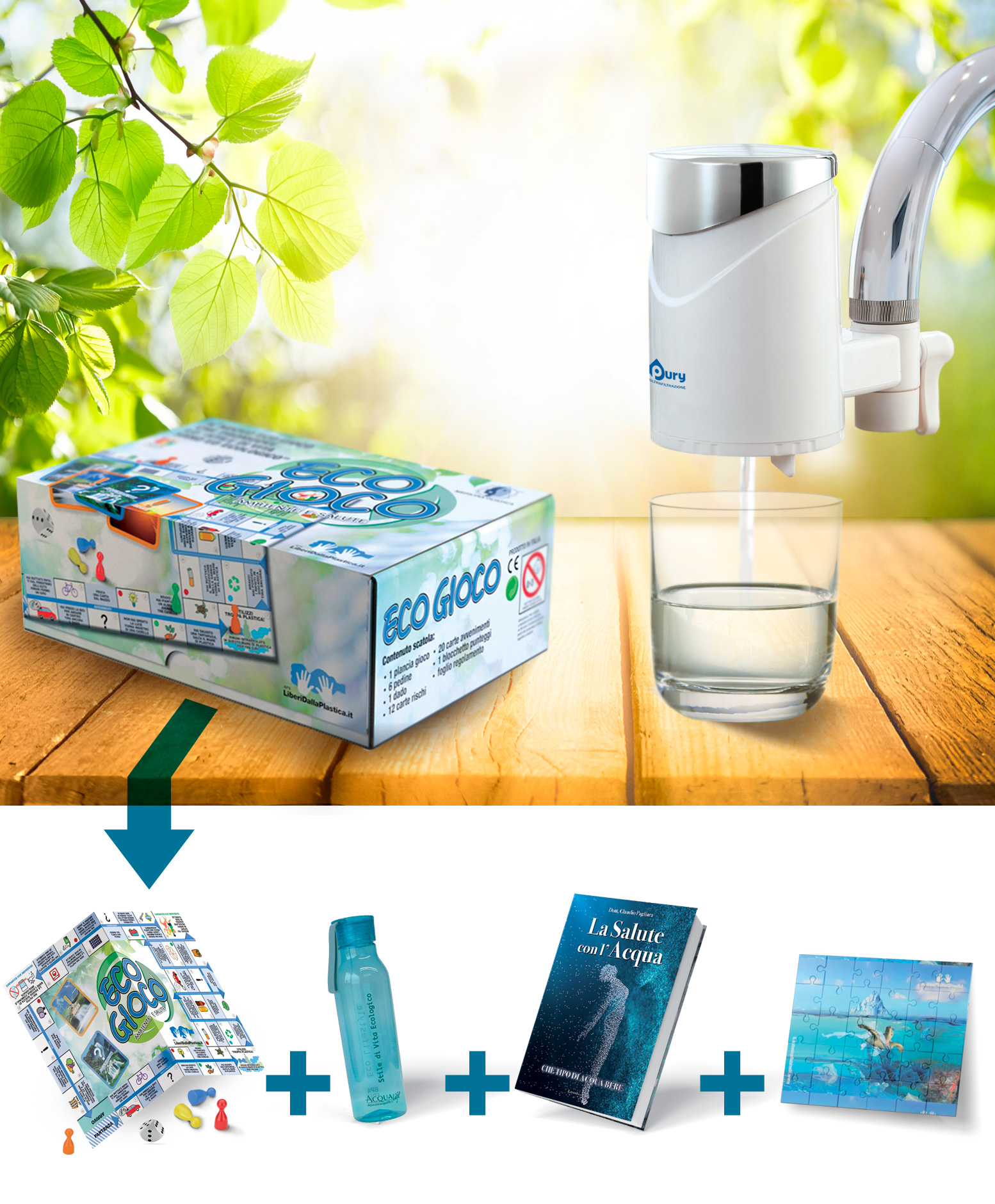 pury per acqua pura dal rubinetto di casa con omaggio il kit ecologico