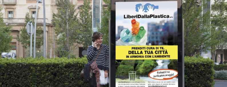 Pubblicità delle iniziative di Liberi dalla plastica